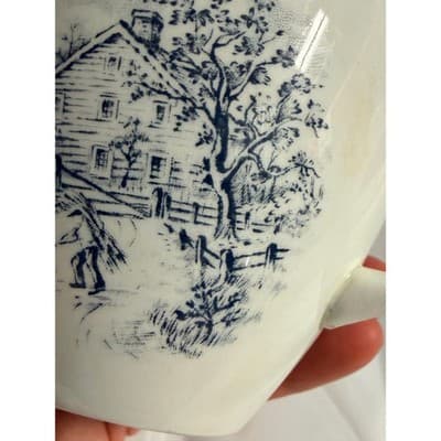 Vintage Alfred Meakin Tea Cup Bone China England Blue Transferware Cottage - Thumbnail 8