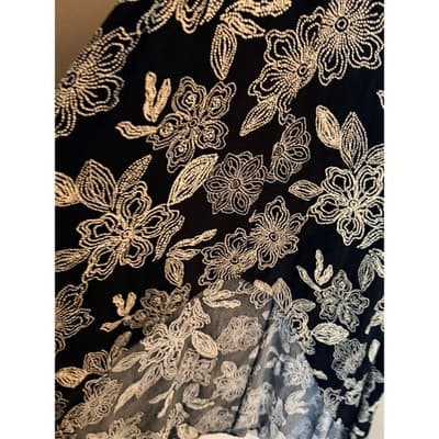 Rewind High Low Midi Dress XL Black White NWOT Cold Shoulder Floral Design - Thumbnail 7