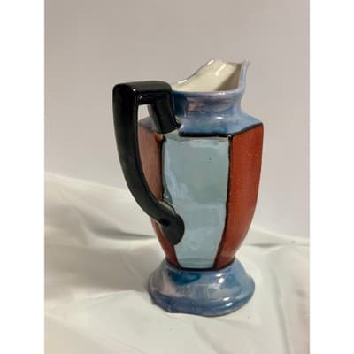Vintage Japanese Lusterware Creamer Pitcher Art Deco Multicolor Ceramic - Thumbnail 5