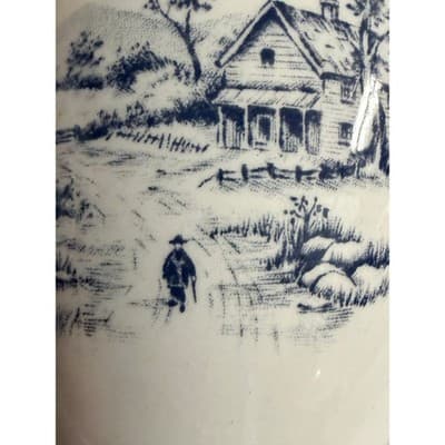 Vintage Alfred Meakin Tea Cup Bone China England Blue Transferware Cottage - Thumbnail 10