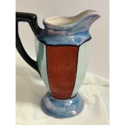Vintage Japanese Lusterware Creamer Pitcher Art Deco Multicolor Ceramic - Thumbnail 9