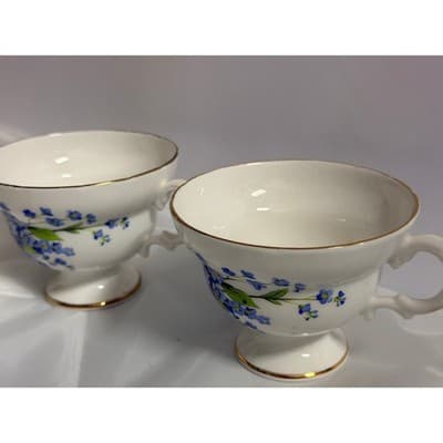 Set of 2 Forget Me Not by Rosina Hammersley Teacups Vintage Discontinued - Thumbnail 5