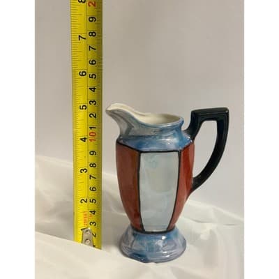 Vintage Japanese Lusterware Creamer Pitcher Art Deco Multicolor Ceramic - Thumbnail 12