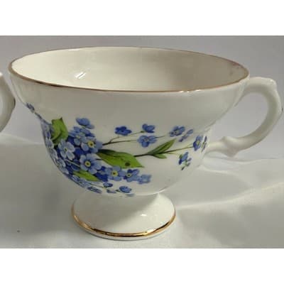 Set of 2 Forget Me Not by Rosina Hammersley Teacups Vintage Discontinued - Thumbnail 3