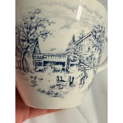 Vintage Alfred Meakin Tea Cup Bone China England Blue Transferware Cottage - Thumbnail 7