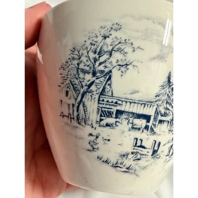 Vintage Alfred Meakin Tea Cup Bone China England Blue Transferware Cottage - Thumbnail 5