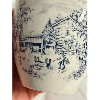 Vintage Alfred Meakin Tea Cup Bone China England Blue Transferware Cottage - Thumbnail 9
