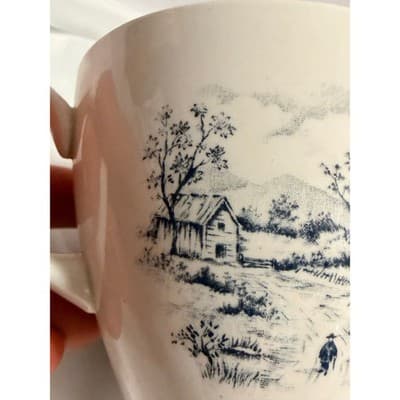 Vintage Alfred Meakin Tea Cup Bone China England Blue Transferware Cottage - Thumbnail 6