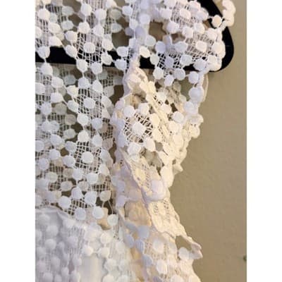 Petal & Pup Lauren Lace Midi Dress White Small Ruffle Sleeve Boho - Thumbnail 9