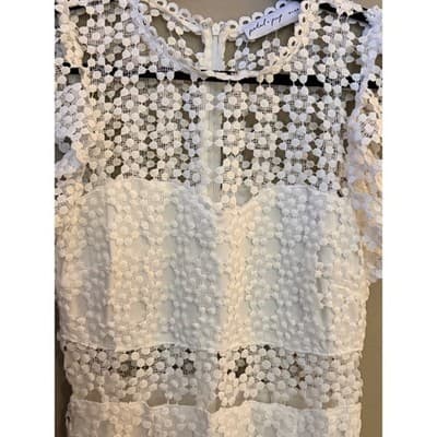 Petal & Pup Lauren Lace Midi Dress White Small Ruffle Sleeve Boho - Thumbnail 8