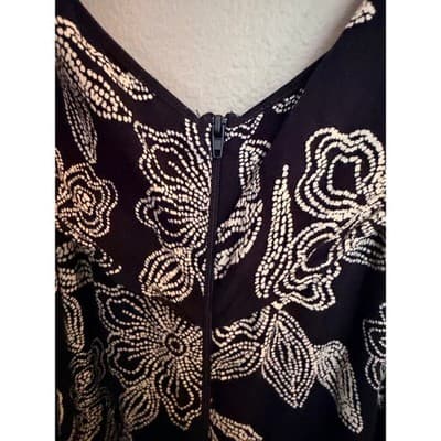 Rewind High Low Midi Dress XL Black White NWOT Cold Shoulder Floral Design - Thumbnail 22