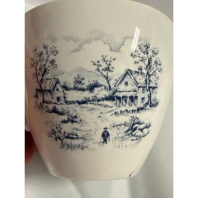 Vintage Alfred Meakin Tea Cup Bone China England Blue Transferware Cottage - Thumbnail 11
