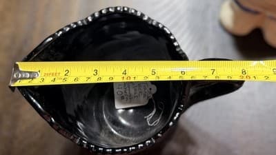 VTG INDIANA WESTMORELAND CARNIVAL Tiara Black Monarch Paneled Daisy Pitcher 8" - Thumbnail 14