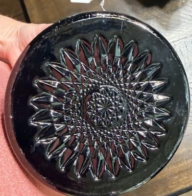 VTG INDIANA WESTMORELAND CARNIVAL Tiara Black Monarch Paneled Daisy Pitcher 8" - Thumbnail 8
