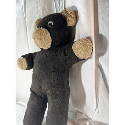 Googly Eye Old Vintage Brown Teddy Bear Stuffed Animal Plush Toy 18" RARE MCM - Thumbnail 4