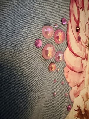 Custom Design Girls Denim Jacket Vest DKNY Upstyled Boutique 1/1 Angel Bubbles - Thumbnail 11