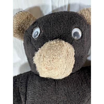 Googly Eye Old Vintage Brown Teddy Bear Stuffed Animal Plush Toy 18" RARE MCM - Thumbnail 6