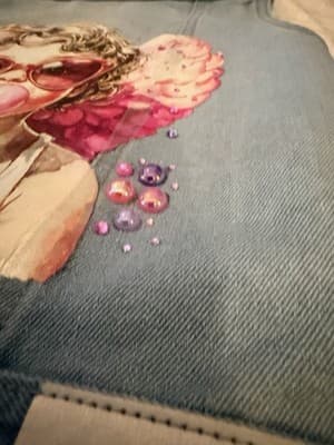 Custom Design Girls Denim Jacket Vest DKNY Upstyled Boutique 1/1 Angel Bubbles - Thumbnail 10