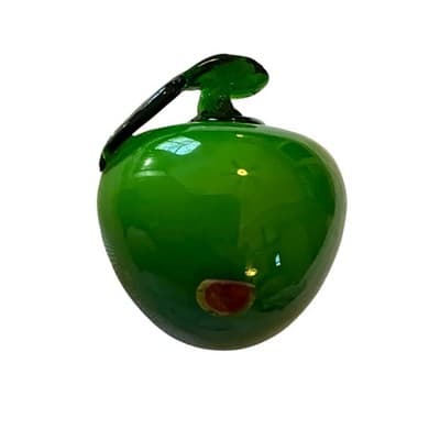 Murano Brand Vintage Green Blown Art Glass Apple Beautiful Fruit