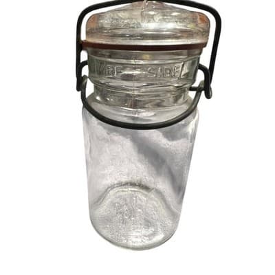 Vintage Glass Wire Closure Jar 1877 Canning With Wire Bail - Thumbnail 2