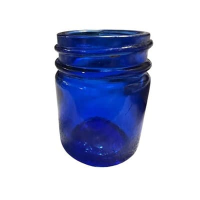 Vintage Blue Glass Vick’s Vaporub Jar Medicine Bottle - Thumbnail 5