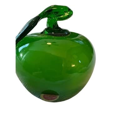 Murano Brand Vintage Green Blown Art Glass Apple Beautiful Fruit - Thumbnail 11