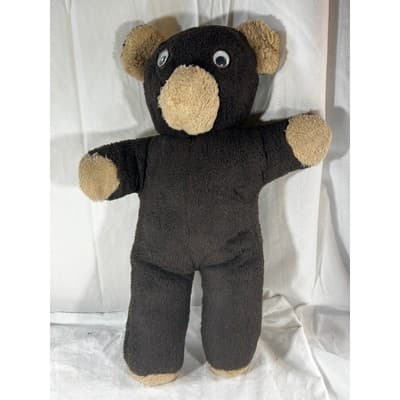 Googly Eye Old Vintage Brown Teddy Bear Stuffed Animal Plush Toy 18" RARE MCM