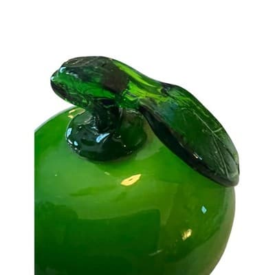 Murano Brand Vintage Green Blown Art Glass Apple Beautiful Fruit - Thumbnail 6