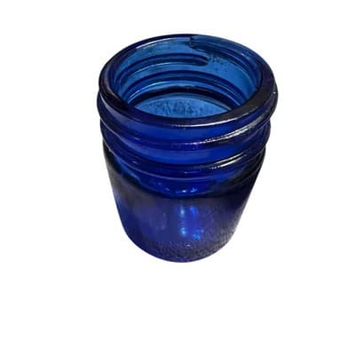Vintage Blue Glass Vick’s Vaporub Jar Medicine Bottle - Thumbnail 4