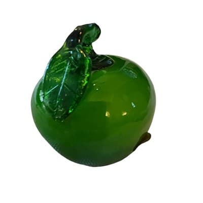Murano Brand Vintage Green Blown Art Glass Apple Beautiful Fruit - Thumbnail 3
