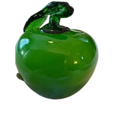 Murano Brand Vintage Green Blown Art Glass Apple Beautiful Fruit - Thumbnail 10