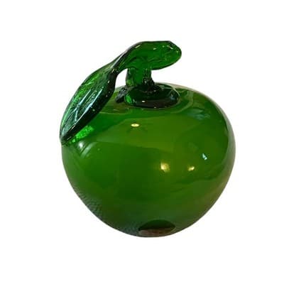 Murano Brand Vintage Green Blown Art Glass Apple Beautiful Fruit - Thumbnail 2