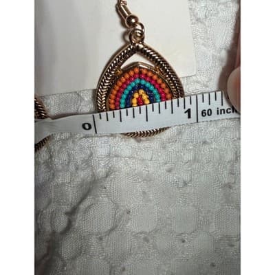 Vintage Boho Teardrop Beaded Dangle Earrings Multicolor Mosaic Gypsy Style NWT - Thumbnail 4