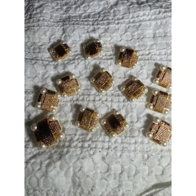 Vintage Gold Tone Pearl Button Covers Set Valentino Style Shirt Accessories - Thumbnail 16
