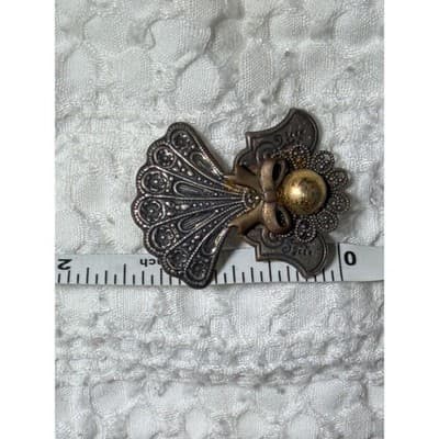 Kat’s Creations Vintage Angel Brooch Silver Tone Christmas Holiday Pin 1.5" - Thumbnail 6