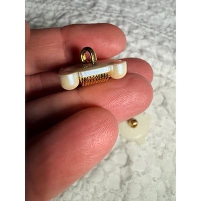 Vintage Gold Tone Pearl Button Covers Set Valentino Style Shirt Accessories - Thumbnail 2