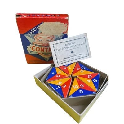 Vintage CONTACK Board Game 1939 Original Box Complete All Pieces Instructions - Thumbnail 3