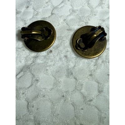 Michael Michaud Vintage Clock Earrings Roman Numeral White Dial Clip-On 0.5" - Thumbnail 2