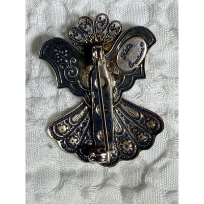 Kat’s Creations Vintage Angel Brooch Silver Tone Christmas Holiday Pin 1.5" - Thumbnail 3