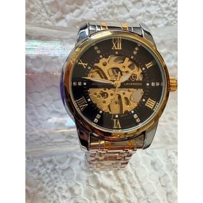 Lavaredo Automatic Skeleton Watch Diamond Dial Two Tone Stainless Steel Luxury - Thumbnail 16