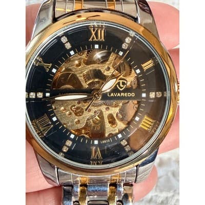 Lavaredo Automatic Skeleton Watch Diamond Dial Two Tone Stainless Steel Luxury - Thumbnail 17