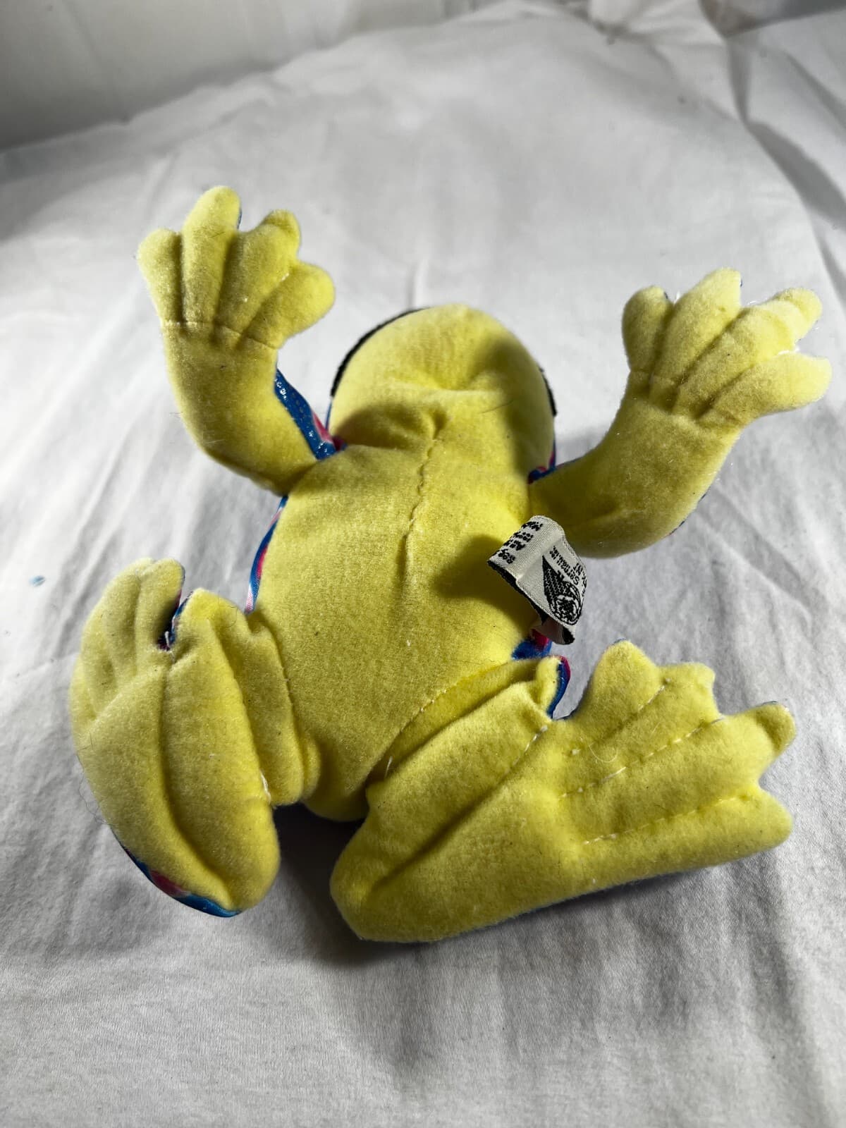 Paul E Sernau Vintage Frog Beanie Plush Stuffed Reptile Toy 6" Blue and Yellow - Thumbnail 9