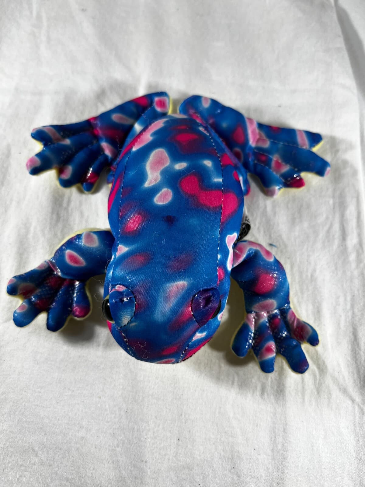 Paul E Sernau Vintage Frog Beanie Plush Stuffed Reptile Toy 6" Blue and Yellow - Thumbnail 4