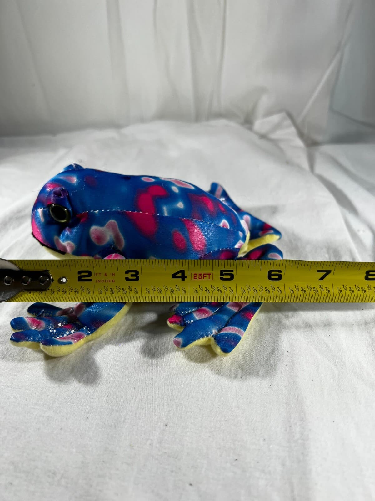 Paul E Sernau Vintage Frog Beanie Plush Stuffed Reptile Toy 6" Blue and Yellow - Thumbnail 12