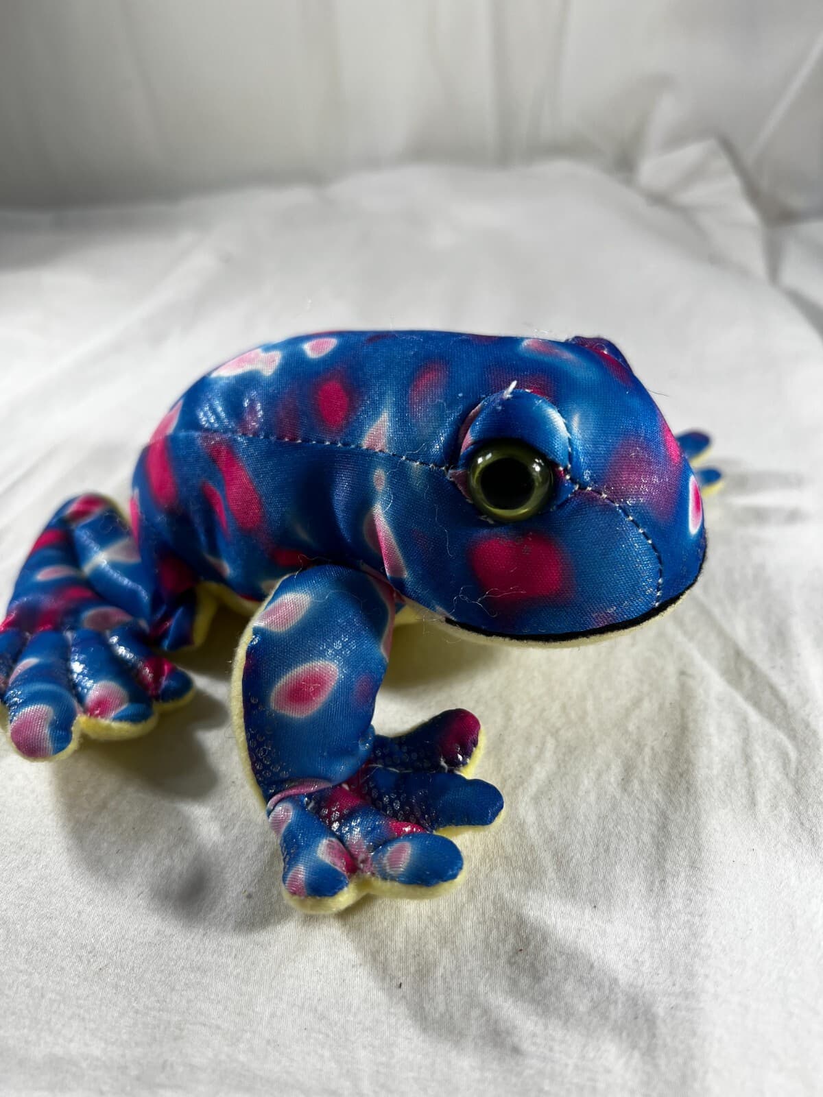 Paul E Sernau Vintage Frog Beanie Plush Stuffed Reptile Toy 6" Blue and Yellow - Thumbnail 8