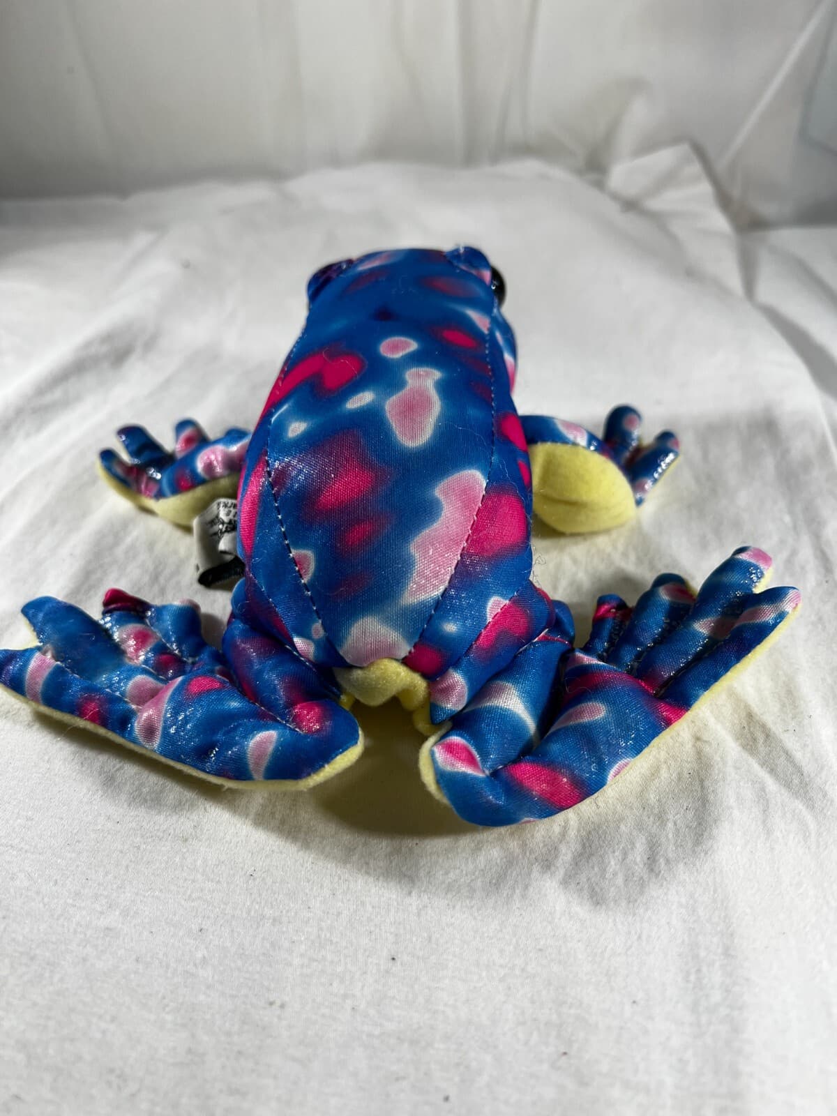 Paul E Sernau Vintage Frog Beanie Plush Stuffed Reptile Toy 6" Blue and Yellow - Thumbnail 6