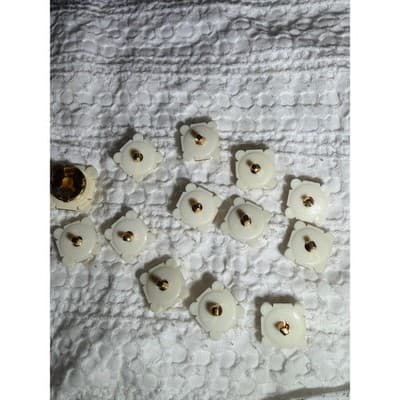Vintage Gold Tone Pearl Button Covers Set Valentino Style Shirt Accessories - Thumbnail 9