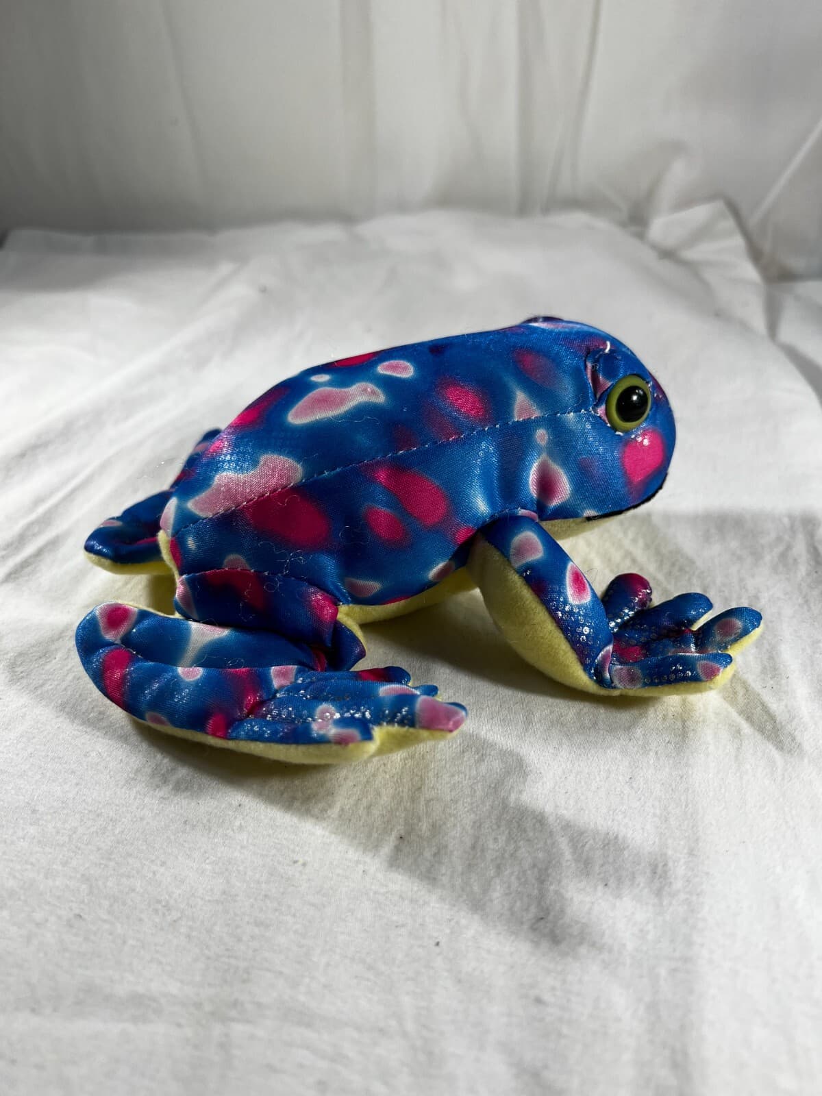 Paul E Sernau Vintage Frog Beanie Plush Stuffed Reptile Toy 6" Blue and Yellow - Thumbnail 7