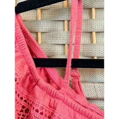 No Boundaries Junior Girl Top XXL 19 Pink Off Shoulder Crochet Lace Ruffle Trim - Thumbnail 7