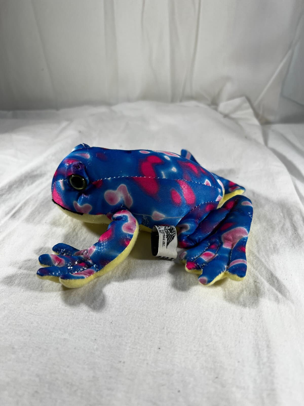 Paul E Sernau Vintage Frog Beanie Plush Stuffed Reptile Toy 6" Blue and Yellow - Thumbnail 5